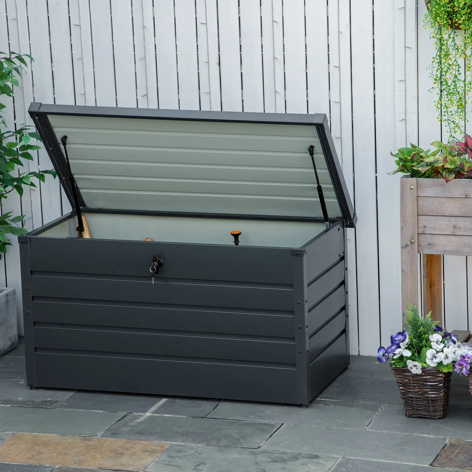 Large Deck Box, Outdoor Storage with Lock, Grey Patio Storage Boxes at Gallery Canada