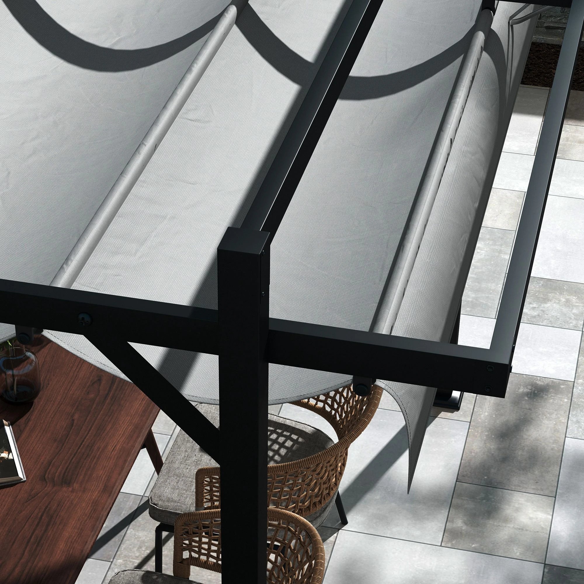 10' x 10' Retractable Pergola, Garden Gazebo, Dark Grey Pergolas at Gallery Canada