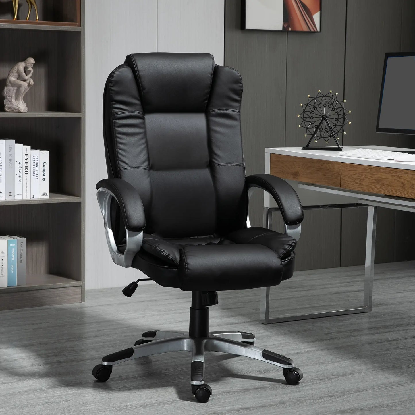Adjustable High Back Executive Office Chair, PU Leather, Padded Armrests Executive & Manager Chairs at Gallery Canada