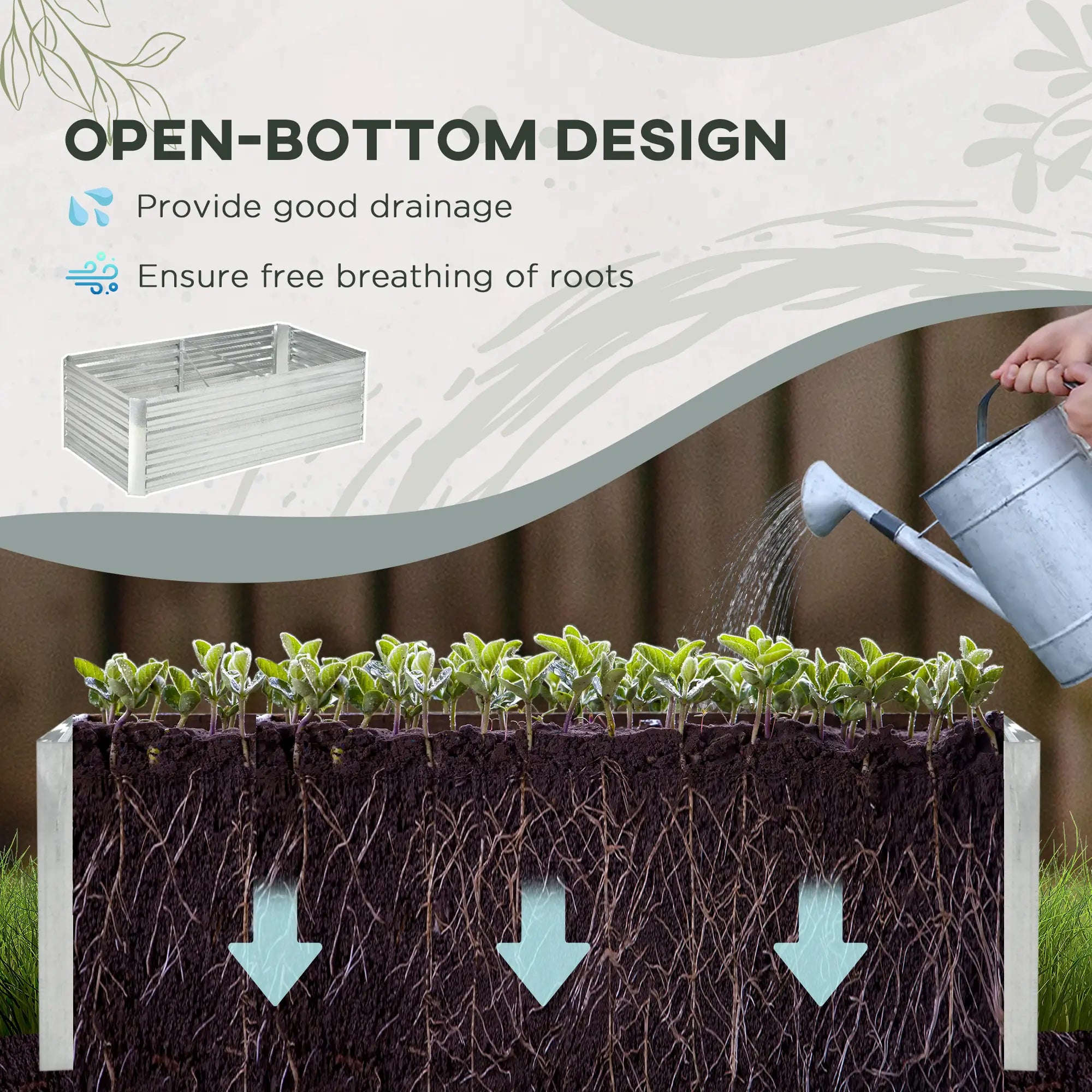 Galvanized Raised Garden Bed, Steel Outdoor Planter, 71'' x 35'' x 23'', Silver Galvanized Planter Boxes at Gallery Canada