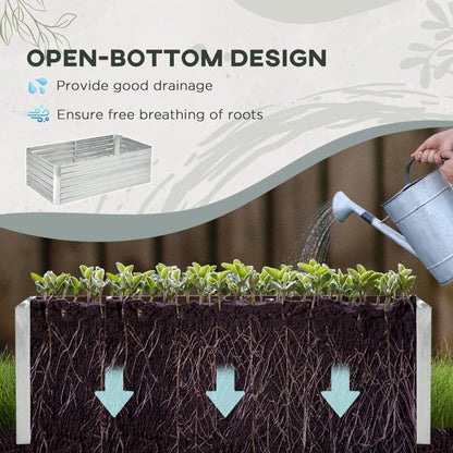Galvanized Raised Garden Bed, Steel Outdoor Planter, 71'' x 35'' x 23'', Silver Galvanized Planter Boxes at Gallery Canada