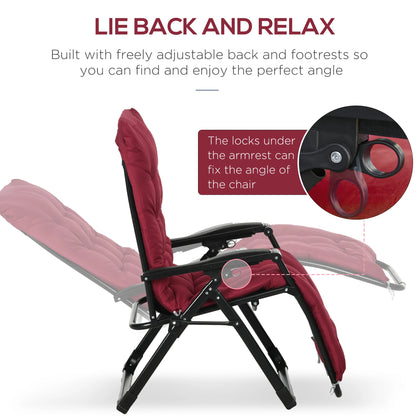 Folding Garden Chairs Set of 2, Reclining Zero Gravity, Wine Red Lounger Chairs at Gallery Canada
