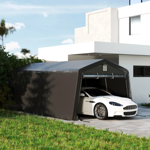 11' x 20' Portable Garage, Heavy Duty Carport Canopy, Dark Grey