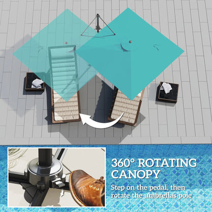 8'x8' Square Patio Hanging Offset Umbrella, Outdoor Cantilever Parasol, Blue Offset Cantilever Umbrellas at Gallery Canada