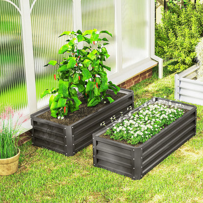 Galvanized Raised Garden Beds, Outdoor Planter Box, Set of 2, Dark Grey Galvanized Planter Boxes at Gallery Canada