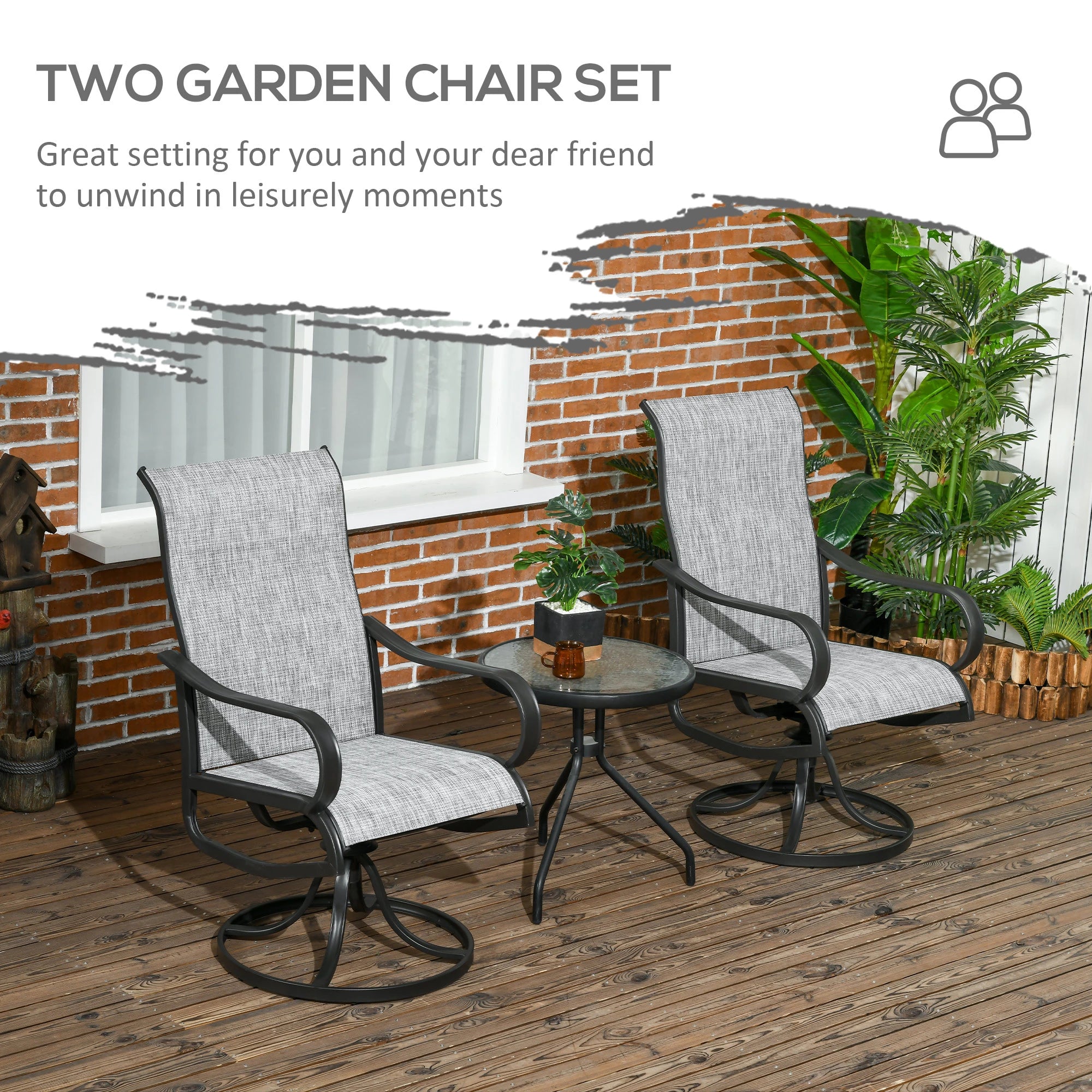 2-Piece Swivel Patio Dining Chairs, 360° Swivel, Breathable Mesh Seat, Dark Grey Patio Chairs at Gallery Canada