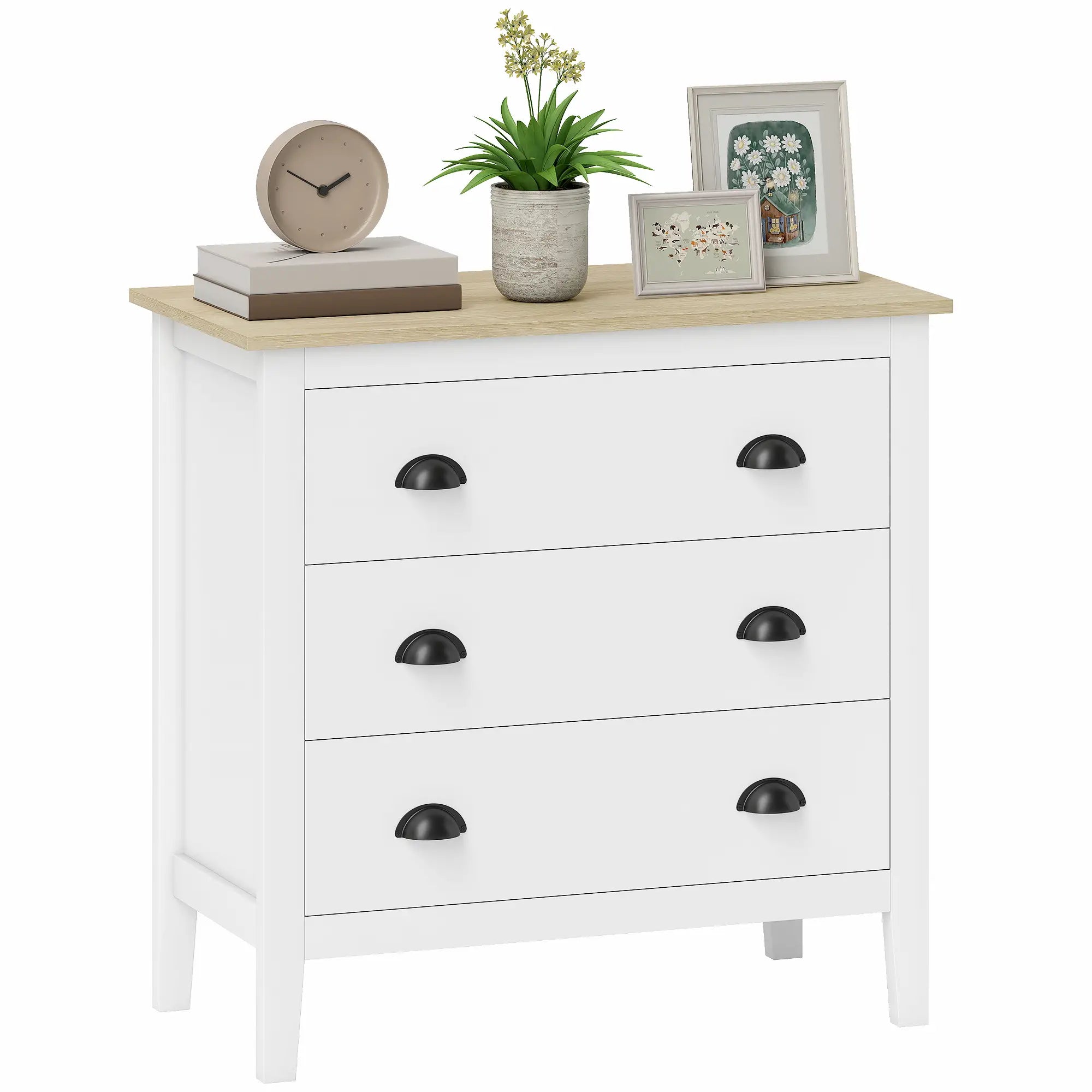 Modern 3 Drawer Dresser, Quiet Slides, White Storage Cabinets at Gallery Canada