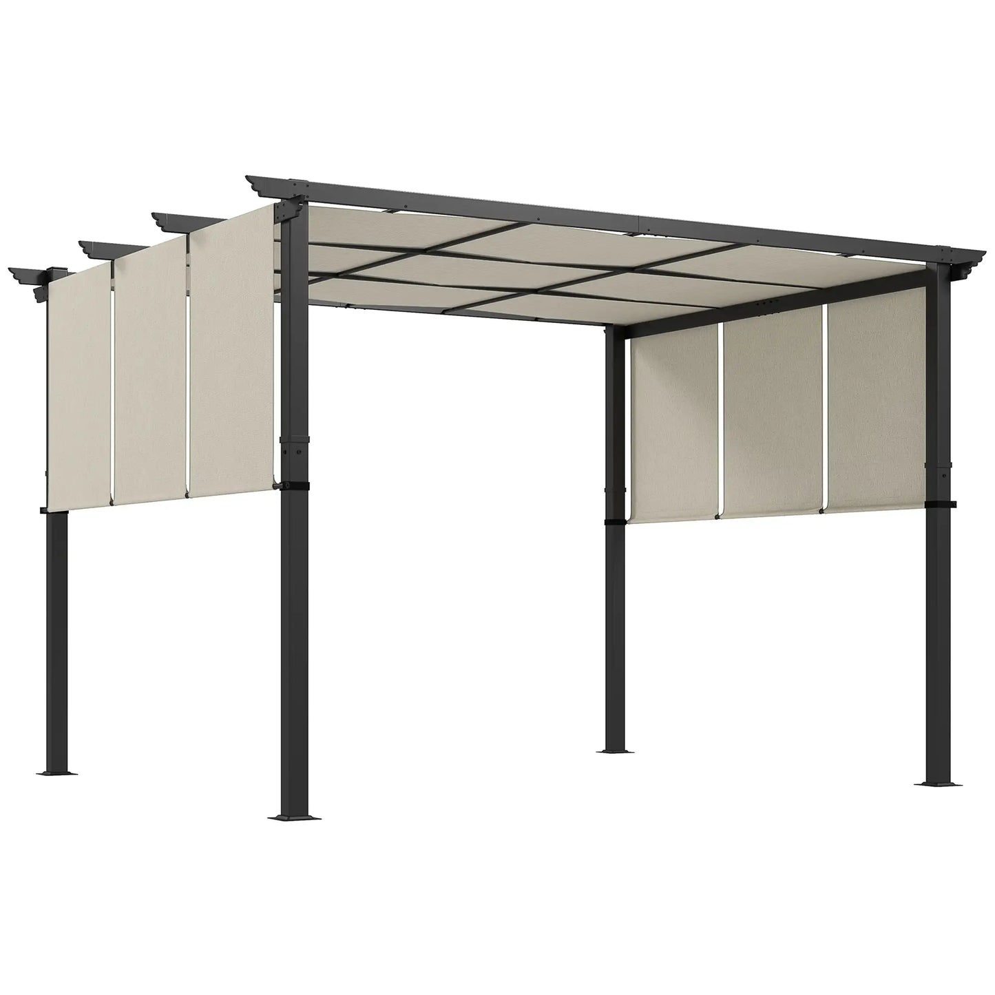 10' x 12' Metal Pergola With Retractable Canopy, For Garden Patio Backyard Deck Pergolas at Gallery Canada