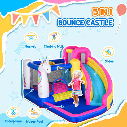 5 in 1 Inflatable Bounce Castle, Trampoline Water Slide, 12.4' x 10.5' x 6.9', Multi-color Inflatables at Gallery Canada
