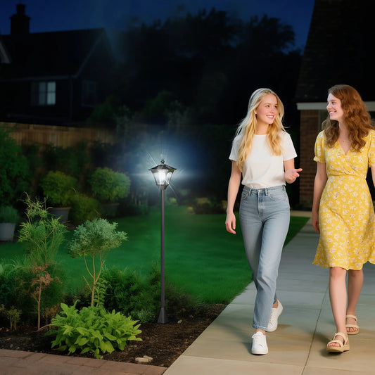 Solar Lamp Post, LED Streetlight, Outdoor Light, Waterproof, 47"H, Black Solar Post Lamps Black at Gallery Canada