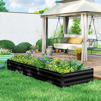 Galvanized Raised Garden Bed, 95" x 36" x 12", Metal Elevated Planter Box, Black Galvanized Planter Boxes at Gallery Canada