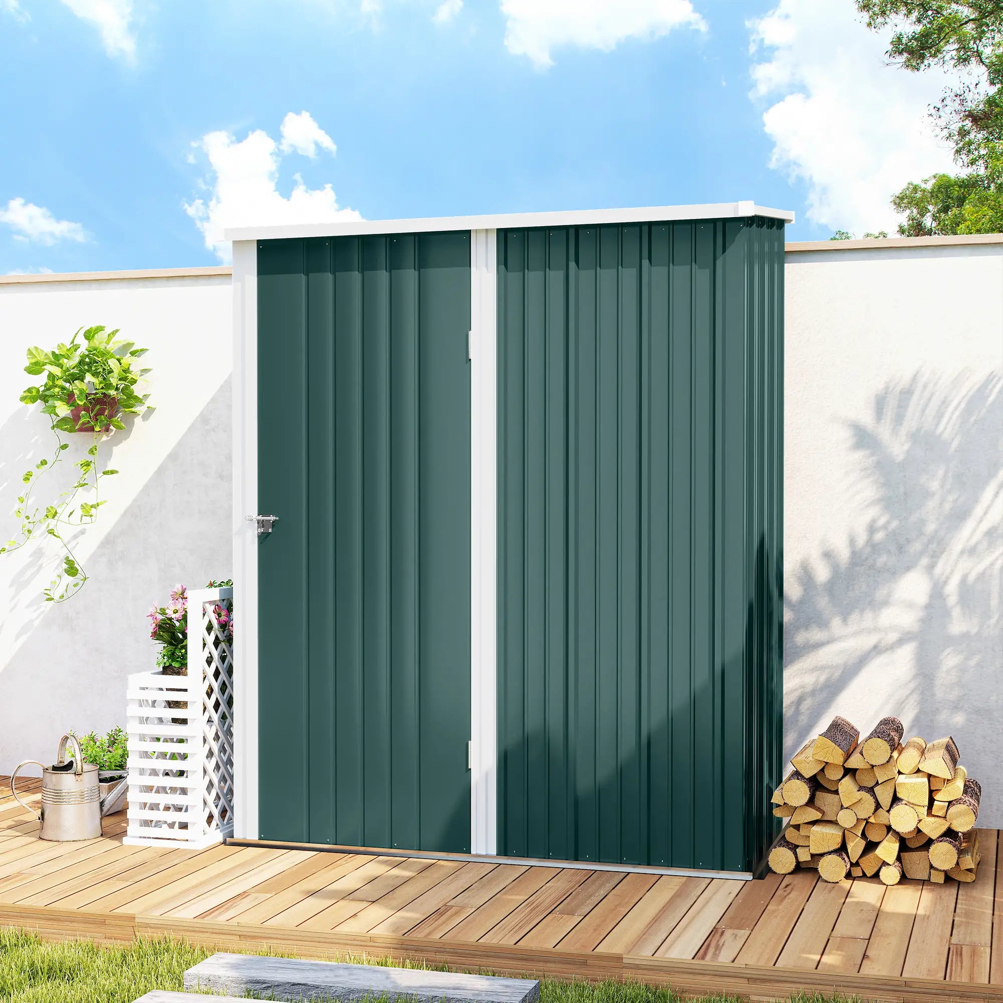 5' x 3' Outdoor Storage Shed, Steel Garden Shed, Lockable Door, Green Sheds at Gallery Canada