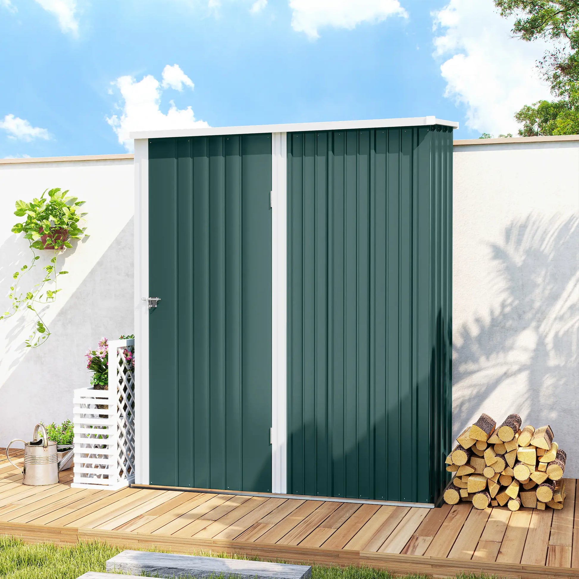 5' x 3' Outdoor Storage Shed, Steel Garden Shed, Lockable Door, Green Sheds at Gallery Canada