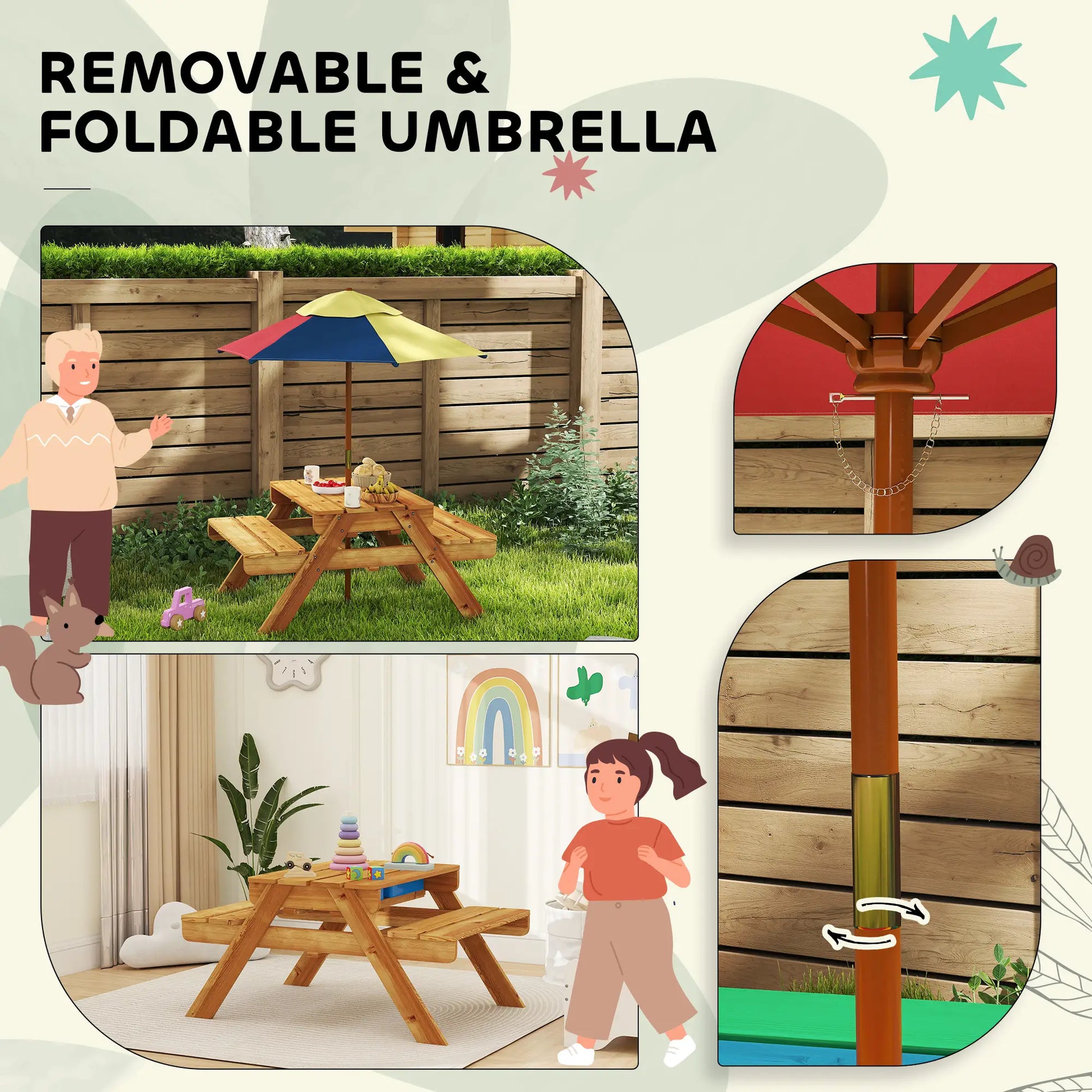 Toddler Water Table with Sand, Removable Umbrella, 3-6 Years Kids Outdoor Furniture at Gallery Canada