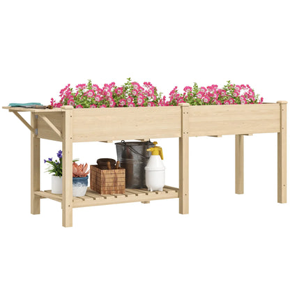 Raised Garden Bed, Wood Planter Box with Side Table, Natural Raised Garden Beds at Gallery Canada