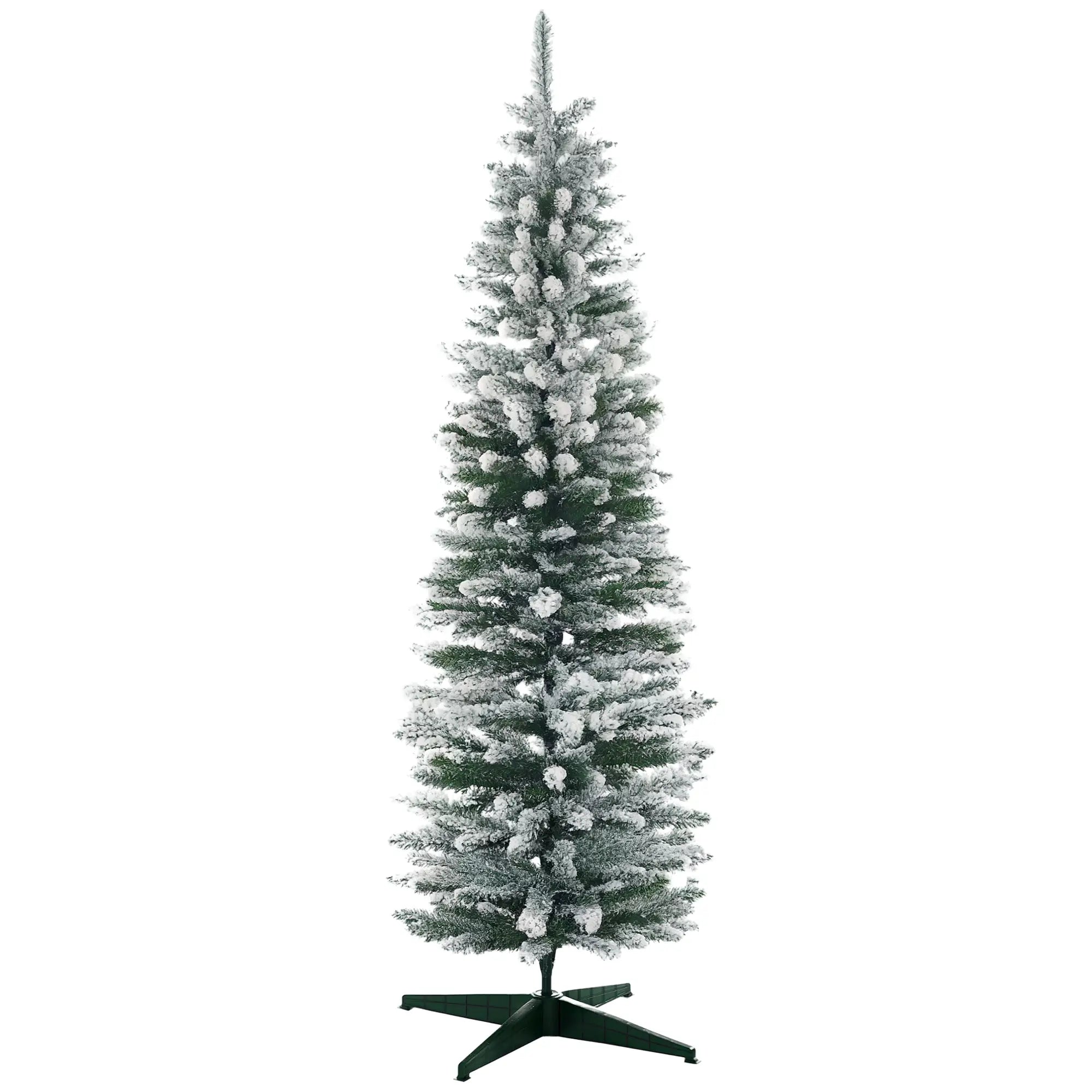 6ft Pencil Artificial Christmas Tree, Snow Flocked Branches, Green Artificial Christmas Trees Green at Gallery Canada