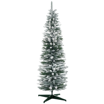 6ft Pencil Artificial Christmas Tree, Snow Flocked Branches, Green Artificial Christmas Trees Green at Gallery Canada