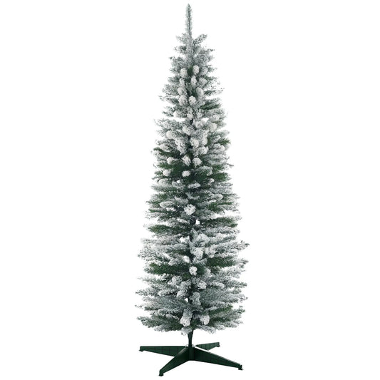 6ft Pencil Artificial Christmas Tree, Snow Flocked Branches, Green Artificial Christmas Trees Green at Gallery Canada