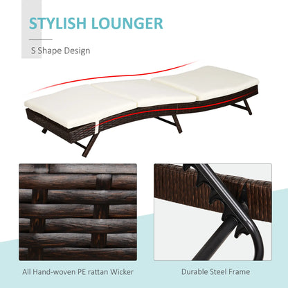 Wicker Patio Lounger, Outdoor S Shape Recliner, 5-Level Adjustable Backrest, Cream White Chaise Loungers at Gallery Canada