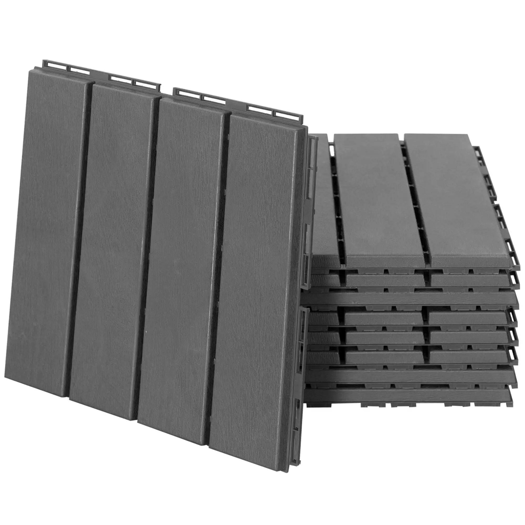 9 Pcs PP Interlocking Deck Tile, 12 x 12, Indoor Outdoor, Black Deck Tiles Black at Gallery Canada