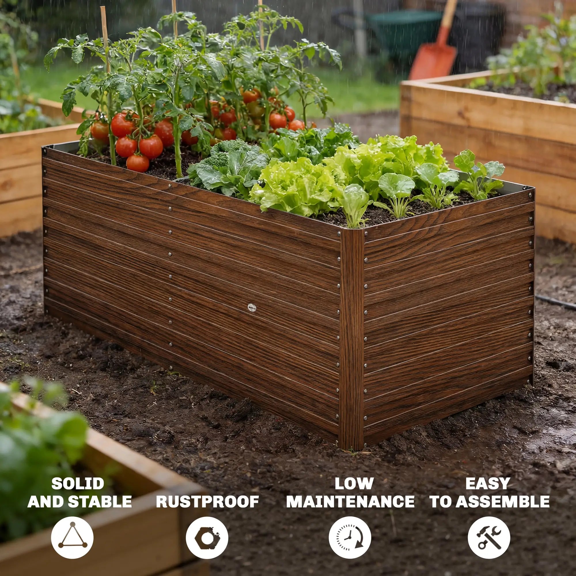 5' x 3' x 2' Raised Garden Bed, Galvanized Planter Box, Dark Brown Wood Effect, Dark Brown Galvanized Planter Boxes at Gallery Canada