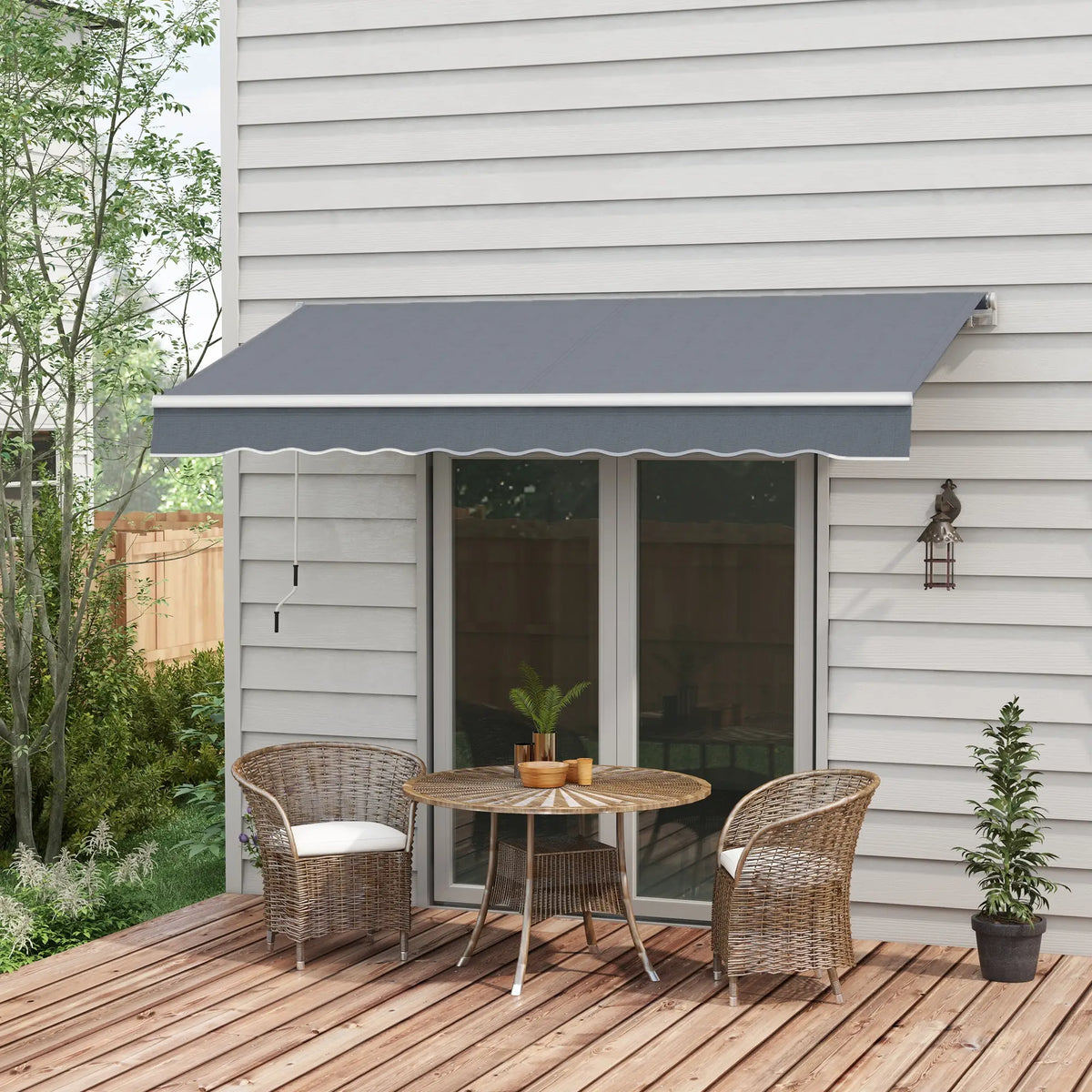 10' x 8' Retractable Awning, Sunshade Canopy for Patio, Dark Grey Patio Awnings at Gallery Canada