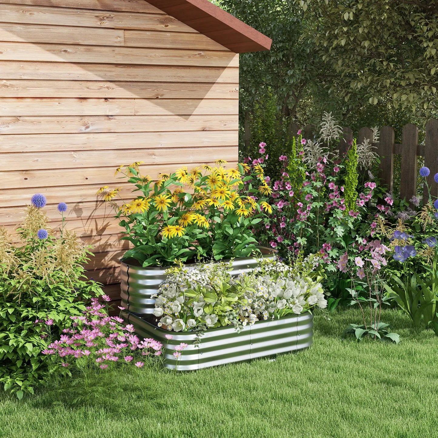 4'x3'x1' Outdoor Raised Garden Bed, 2-Tier Galvanized Planter Box Galvanized Planter Boxes at Gallery Canada