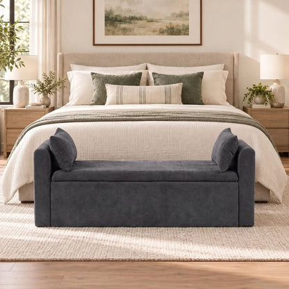 54" Storage Ottoman Bench with Pillows, Dark Grey, Dark Grey Storage Ottomans & Benches at Gallery Canada