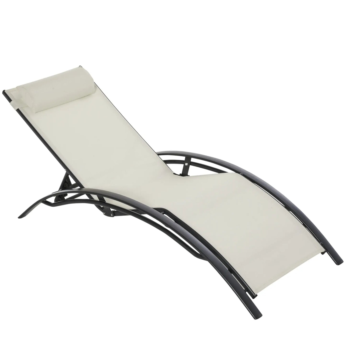 Aluminum Reclining Lounge Chair, 5-Level Adjustable Backrest, Beige Lounger Chairs at Gallery Canada