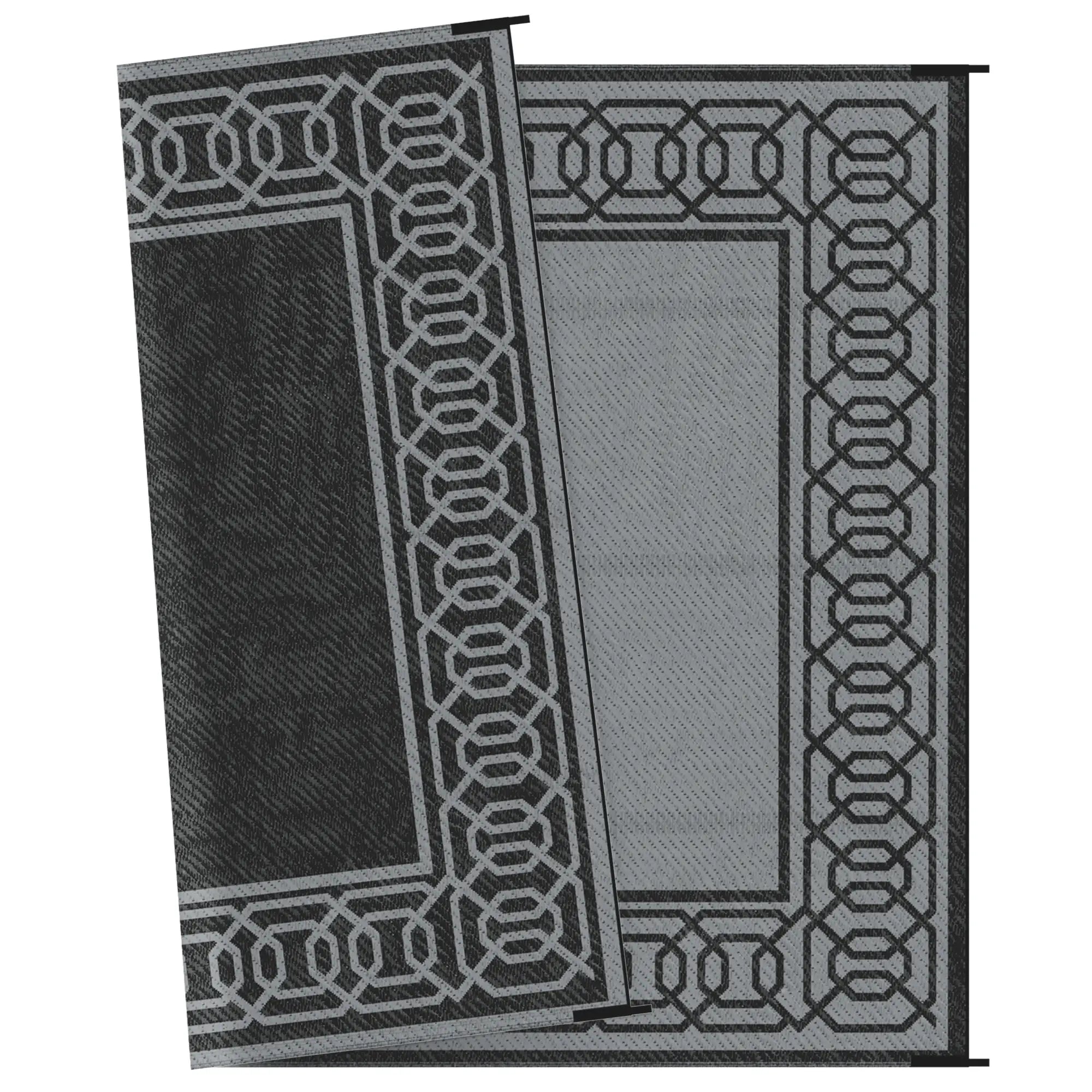 Portable Outdoor Rug, 9' x 12', Waterproof, Reversible, Black and Grey Outdoor Reversible Rugs at Gallery Canada