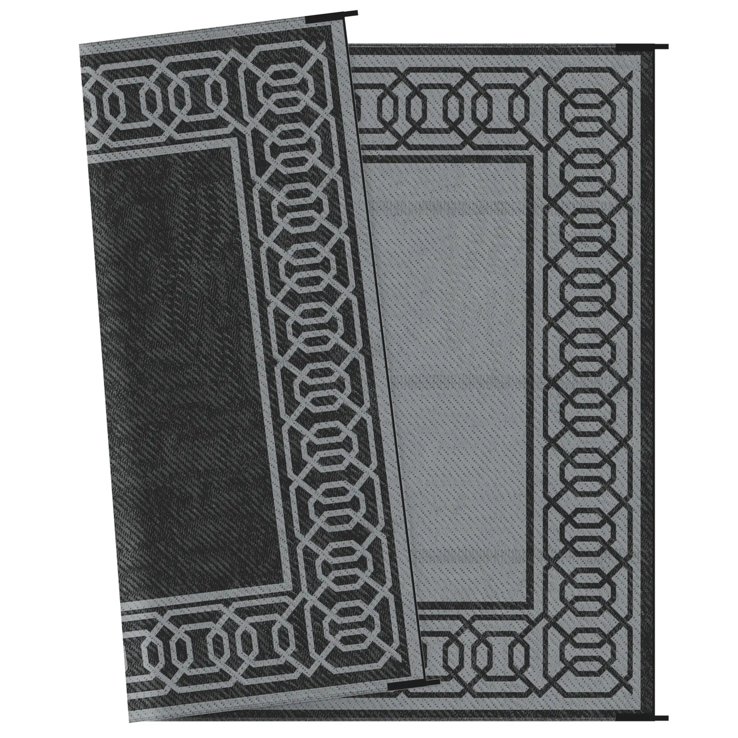 Portable Outdoor Rug, 9' x 12', Waterproof, Reversible, Black and Grey Outdoor Reversible Rugs at Gallery Canada