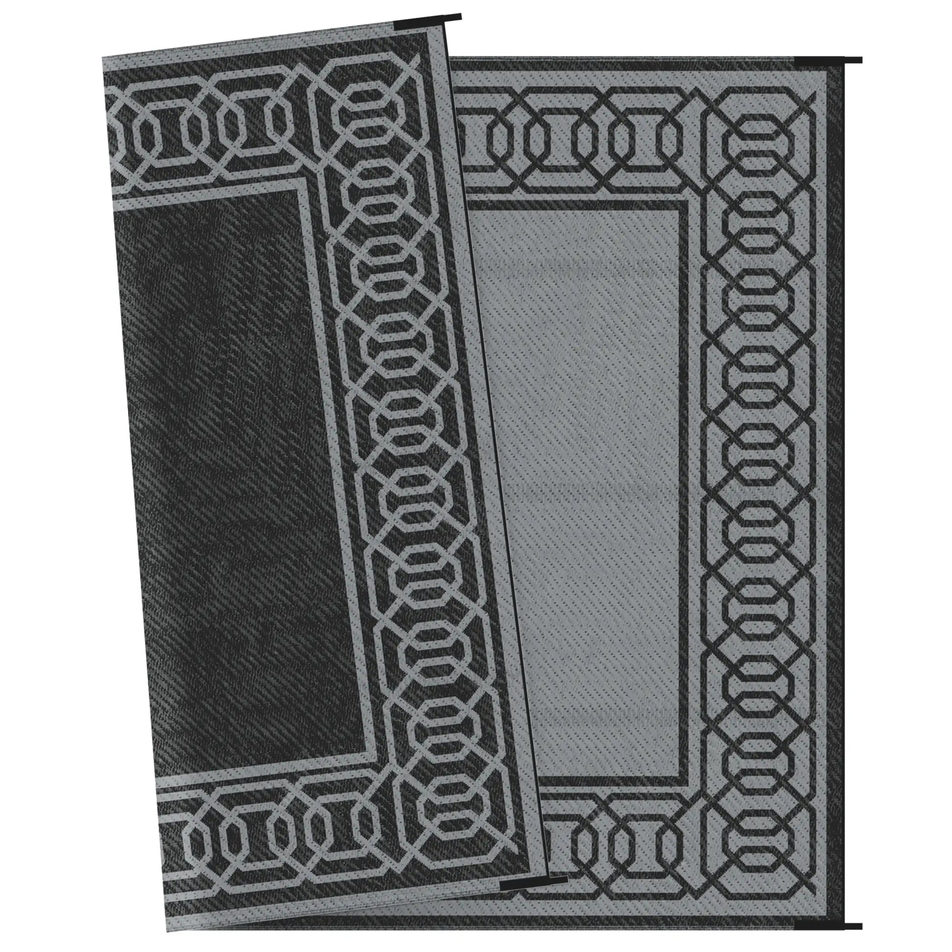 Portable Outdoor Rug, 9' x 12', Waterproof, Reversible, Black and Grey Outdoor Reversible Rugs at Gallery Canada