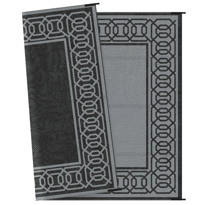 Portable Outdoor Rug, 9' x 12', Waterproof, Reversible, Black and Grey Outdoor Reversible Rugs at Gallery Canada
