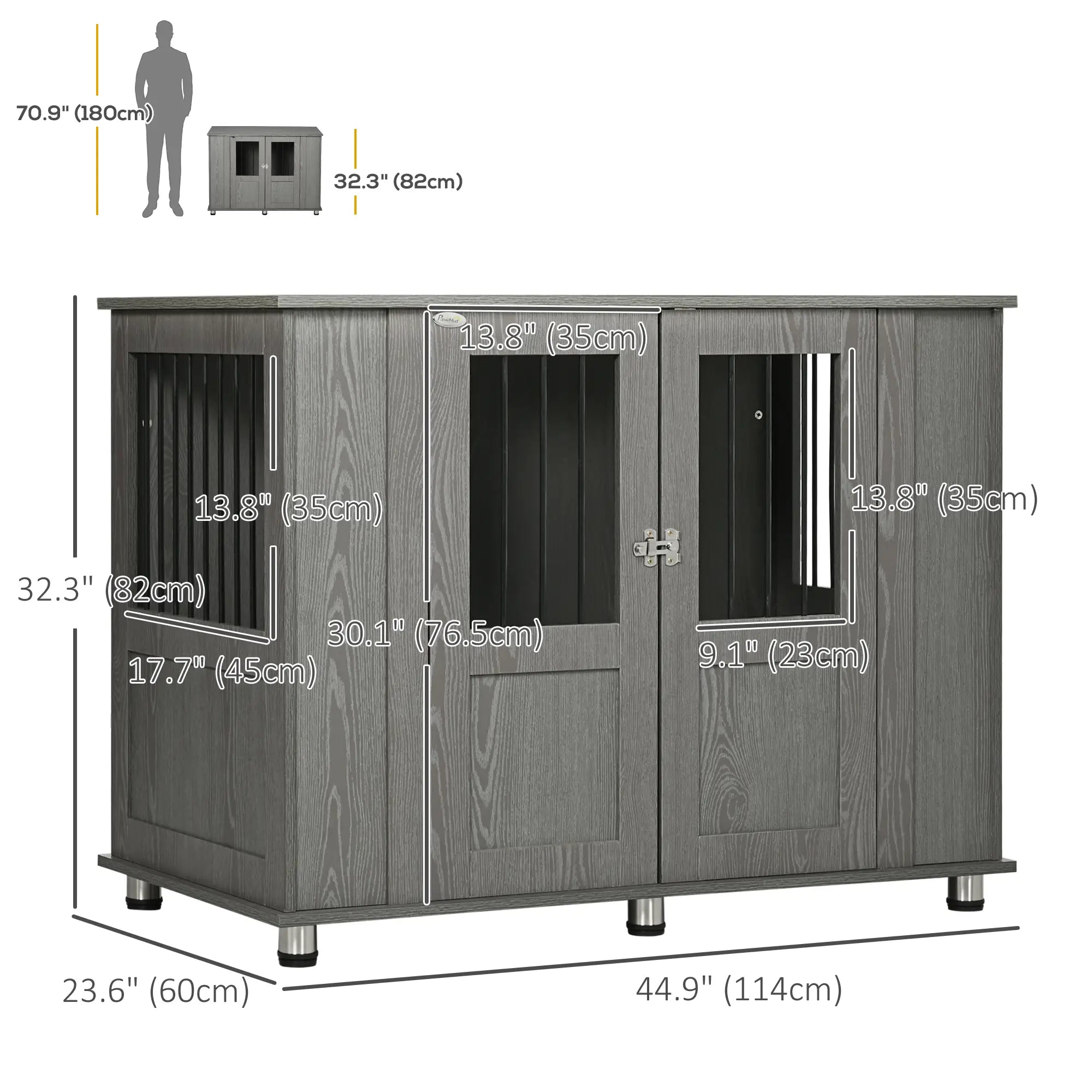 Dog Crate Furniture with Lockable Magnetic Door, Adjustable feet for Extra Large, Medium &; Small Dogs, Indoor Use, Grey Houses, Kennels & Pens at Gallery Canada