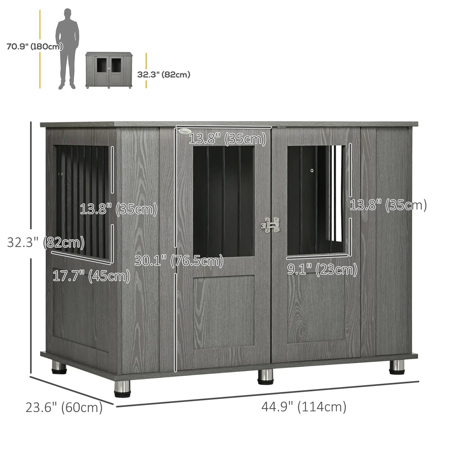 Dog Crate Furniture with Lockable Magnetic Door, Adjustable feet for Extra Large, Medium &; Small Dogs, Indoor Use, Grey Houses, Kennels & Pens at Gallery Canada