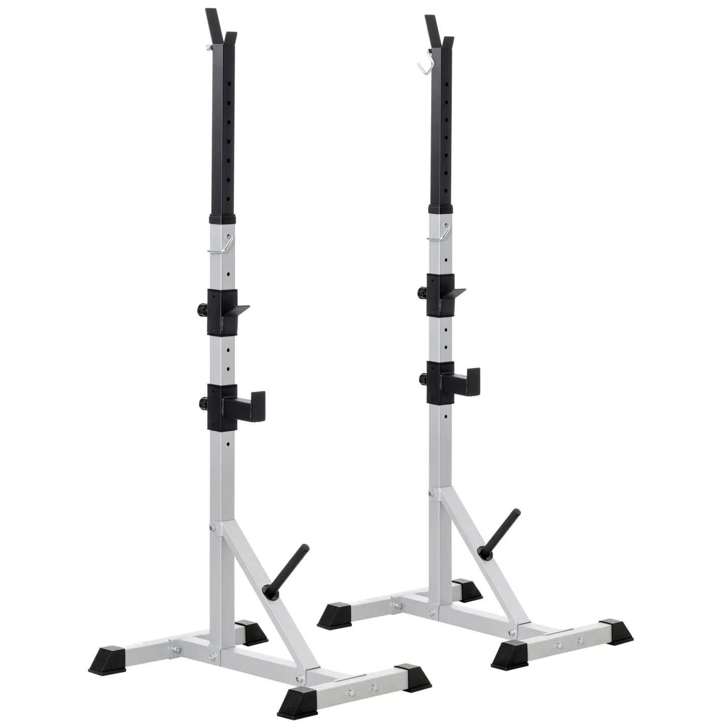 2-Piece Barbell Rack, 53.5"-69.3" Adjustable, 440LBS Capacity Power Towers Silver and Black at Gallery Canada