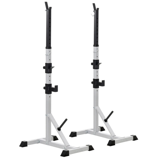2-Piece Barbell Rack, 53.5"-69.3" Adjustable, 440LBS Capacity Power Towers Silver and Black at Gallery Canada