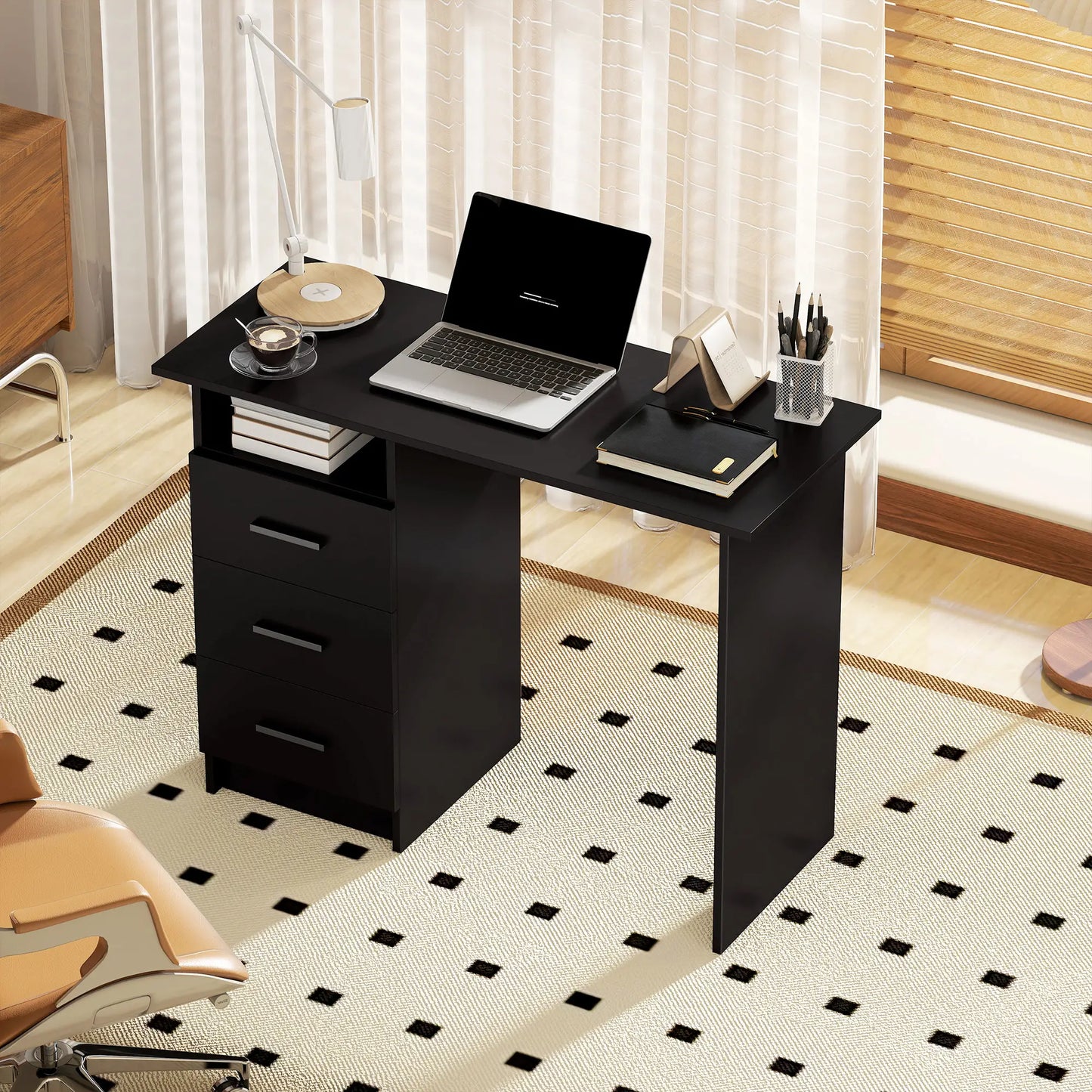 Computer Desk with Storage, 39 Inch, Black Computer Desks at Gallery Canada