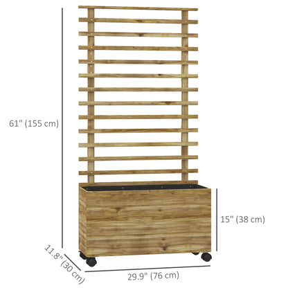 Wooden Planter With Trellis, Raised Garden Bed, 30" x 12" x 61", Nature Wood Wooden Planter Boxes at Gallery Canada