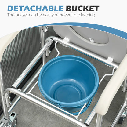 3-in-1 Shower Commode Wheelchair, Padded Seat, Elderly Disabled Transport Chair Bath Chairs at Gallery Canada