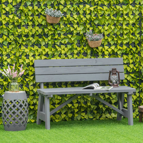 Wooden Garden Bench, Outdoor 2-Person Patio Loveseat, Grey
