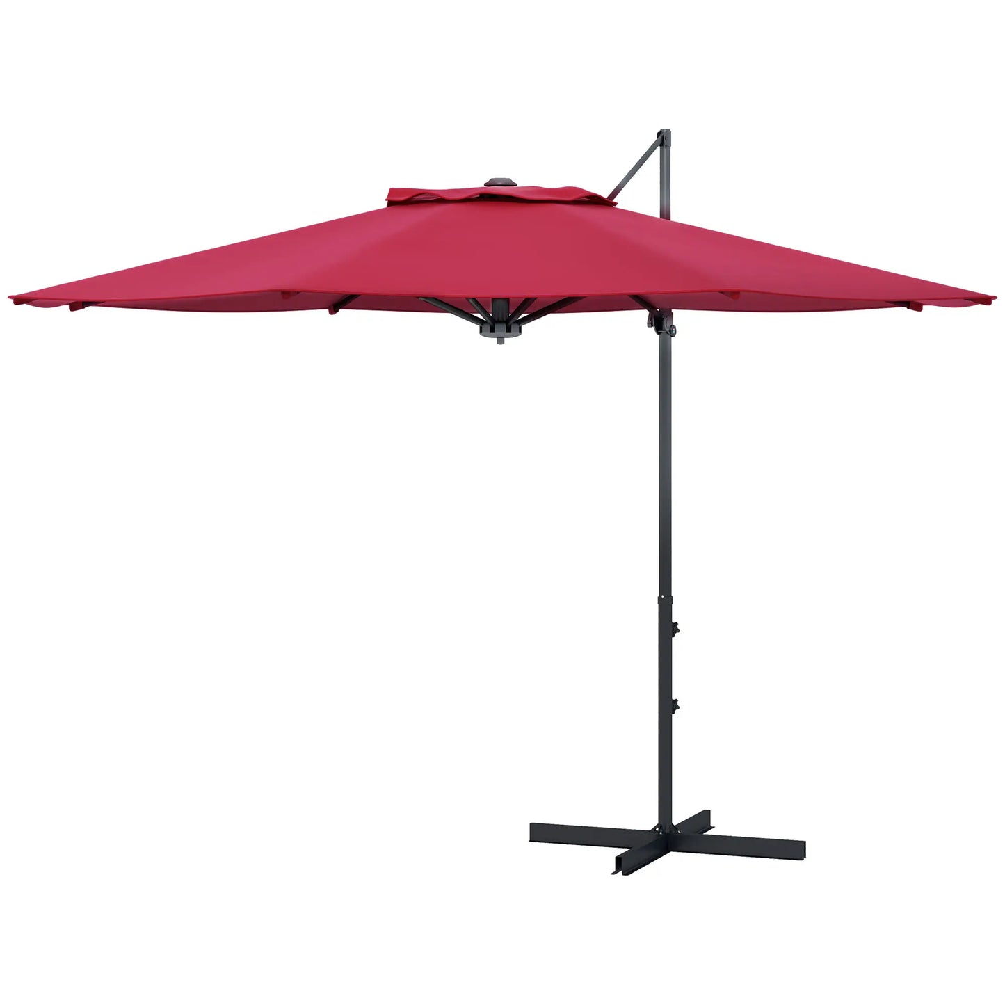 10 FT Cantilever Umbrella, Aluminum, 360° Rotation, Crank, Tilt, Cross Base, Red Cantilever Umbrellas Wine Red at Gallery Canada