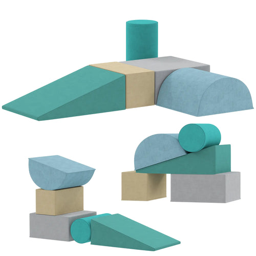 Toddler Climbing Toy, Removable Cover, Indoor Play Set, Blue/Green