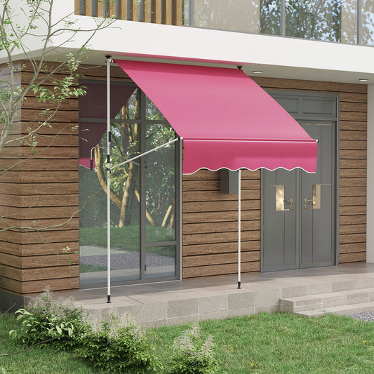 6.6'x5' Manual Retractable Patio Awning Sun Shelter Window Door Deck Canopy, Water Resistant UV Protector, Wine Red - Gallery Canada