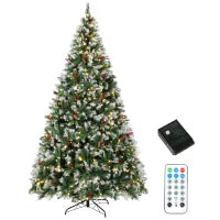 Sapin de Noël de 9 pieds floqué et pré-éclairé, épicéa, double couleur, télécommande, double couleur