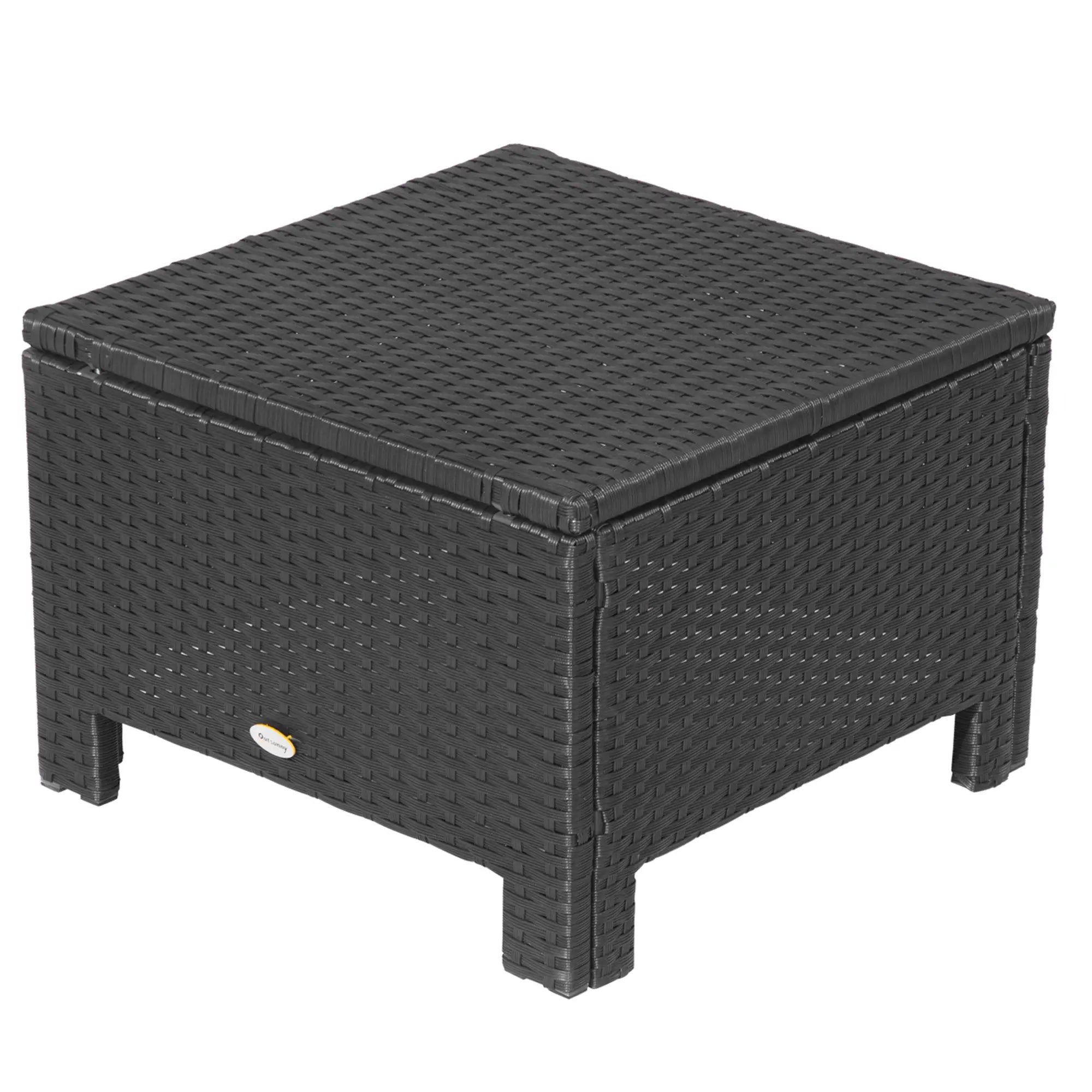 Patio Rattan Ottoman, Outdoor Wicker Footrest with Cushion, White Patio Furniture Sets at Gallery Canada