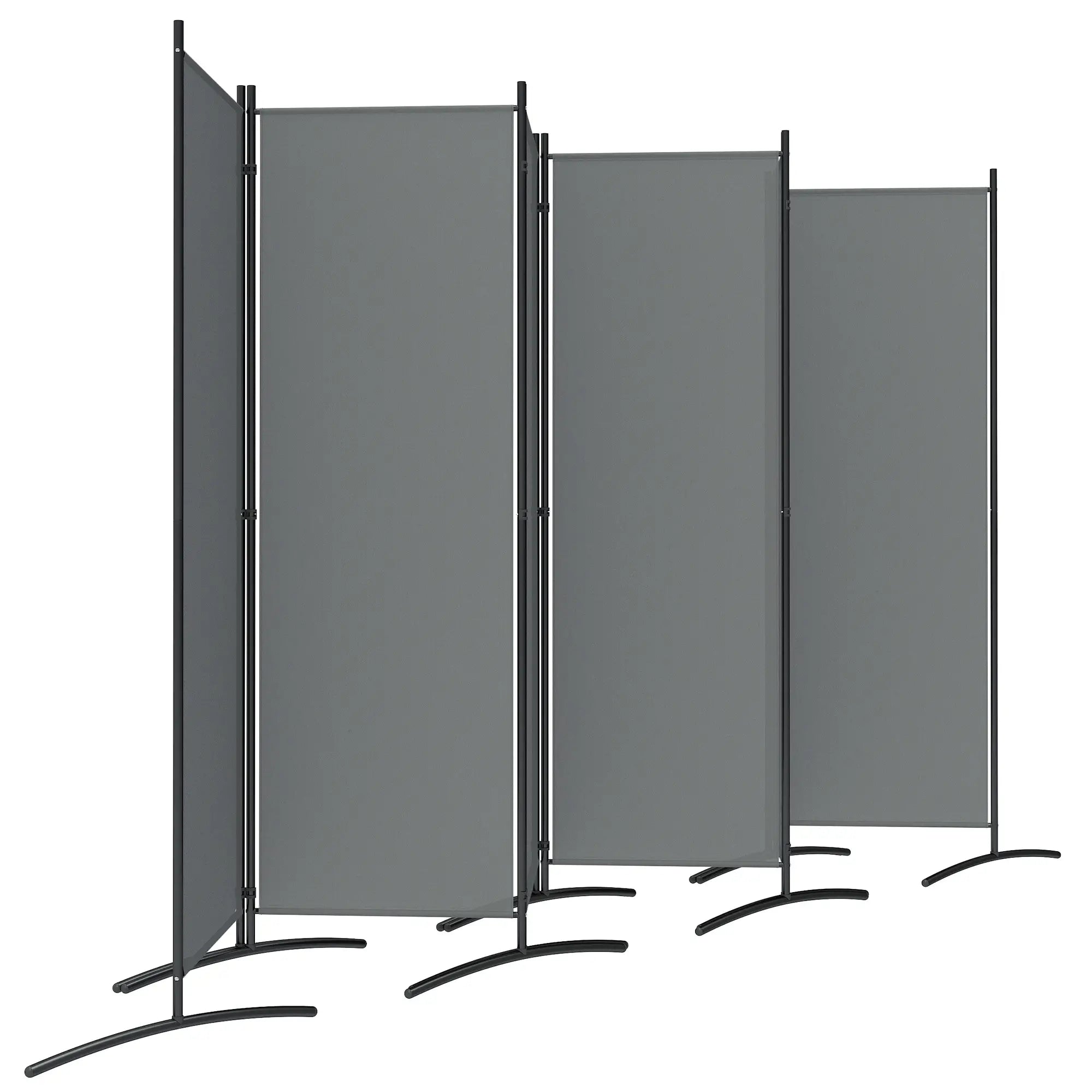 6 Panel Folding Outdoor Privacy Screen with Stable Base, 5.7FT Tall Room Divider with UV30+ Protection, Dark Grey Side Awnings Dark Grey, Black at Gallery Canada