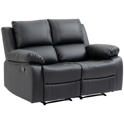 Double Reclining Loveseat, PU Leather Manual Recliner, Black 2-Seater Sofas at Gallery Canada