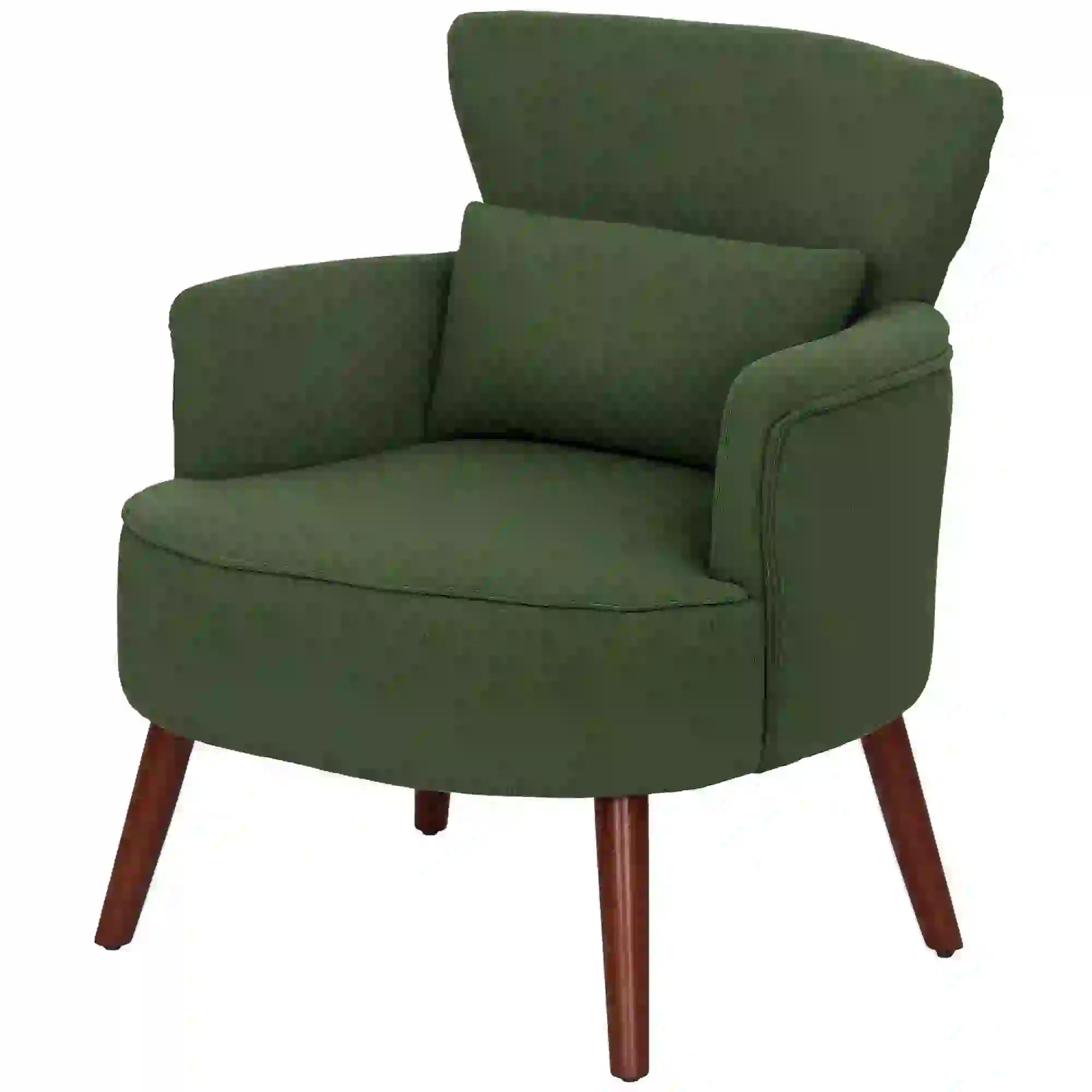 Modern Accent Chair, Upholstered Armchair, Solid Wood Legs, Lumbar Pillow, Green Accent Chairs Green at Gallery Canada