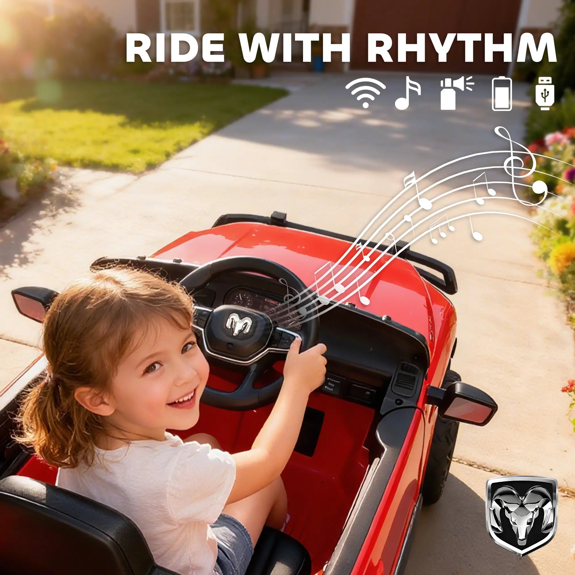 12V Ride On Car, Dodge RAM 3500, Remote Control, Suspension, Red Electric Toy Cars at Gallery Canada